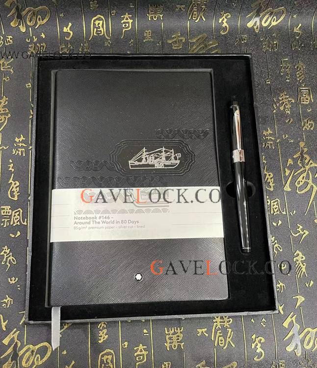 Set with Montblanc Rollerball and Around the World Notepad Black